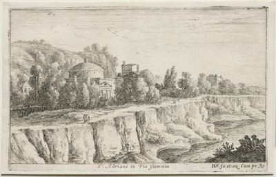 Diverse uitzichten in en rond Rome: St. Adriano in Via Flaminia, 1653 door Herman van Swanevelt