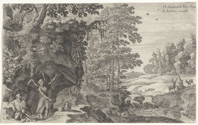 Elia en de engel door Herman van Swanevelt