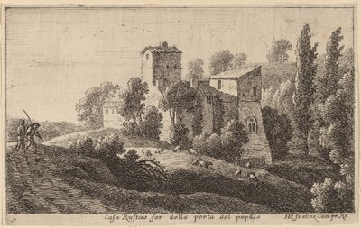 Boerderij voorbij de Porta del Popolo door Herman van Swanevelt