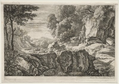 Vier Landschappen: De Kleine Waterval door Herman van Swanevelt