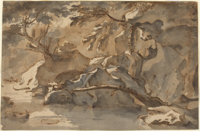 Landschap (naar Paul Bril) door Herman van Swanevelt