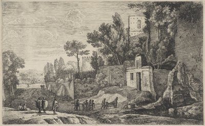 Landschap met een ziekenhuis door Herman van Swanevelt