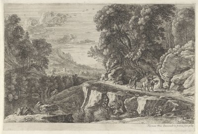 Landschap met twee ruiters door Herman van Swanevelt