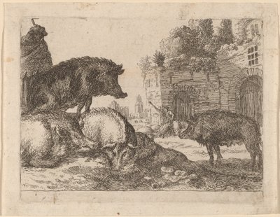 Varkens door Herman van Swanevelt