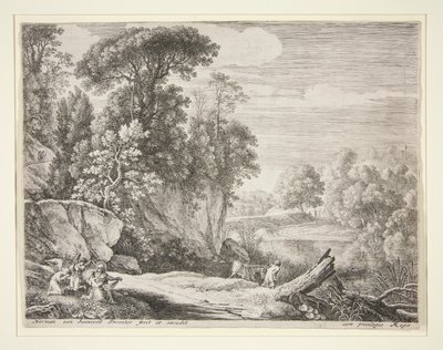 De ezel naar de rivier geleid, uit de set De vlucht naar Egypte door Herman van Swanevelt