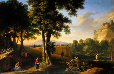 De Heilige Familie in een Landschap, c.1640 door Herman van Swanevelt