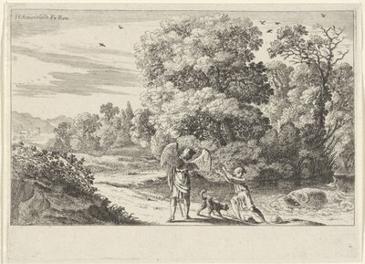 Tobias schrikt van de vis door Herman van Swanevelt