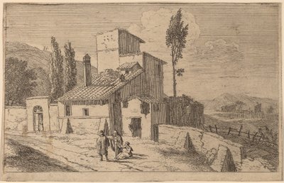 Uitzicht op een klooster door Herman van Swanevelt
