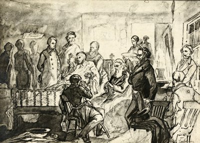 Abraham Lincoln op zijn sterfbed, ca. 1865 door Hermann Faber