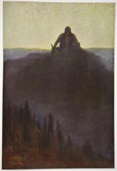 Wotan wacht in Valhalla op het einde met zijn gebroken speer, 1906 door Hermann Hendrich