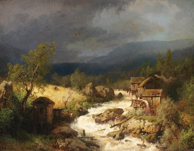 Molen aan een Stroomversnelling door Hermann Herzog