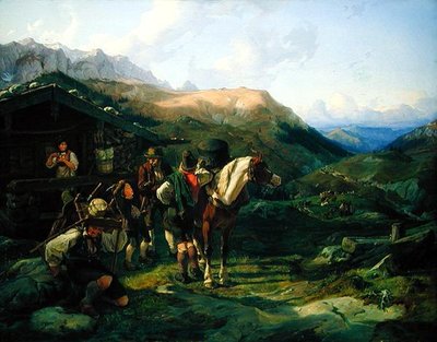 Vertrek van de Alpenweide, 1832 door Hermann Kauffmann