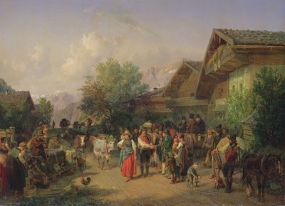 Thuiskomst van de Alpenweide, 1848 door Hermann Kauffmann
