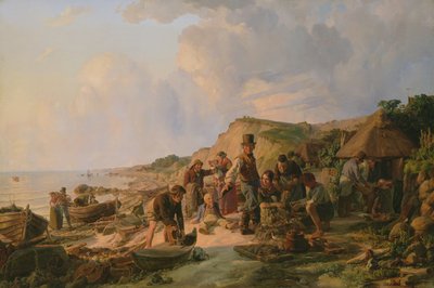 De Thuiskomst van de Visser in Probsteier, 1837 door Hermann Kauffmann