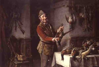 Jager met een fazant en ander wild door Hermann Kern