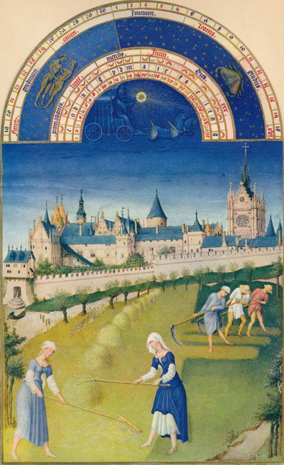 Juni - het paleis en de Sainte-Chapelle door Hermann Limbourg