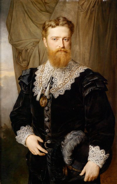Portret van de Oostenrijkse politicus Karl Lueger in historische kostuum door Hermann Nigg