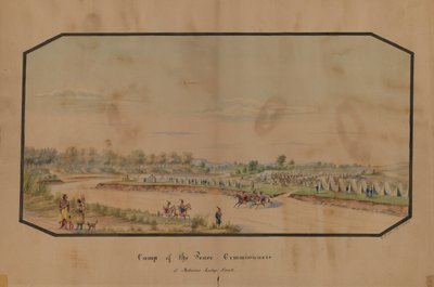 Kamp van de vredescommissarissen bij Medicine Lodge Creek, 1867 door Hermann Stieffel