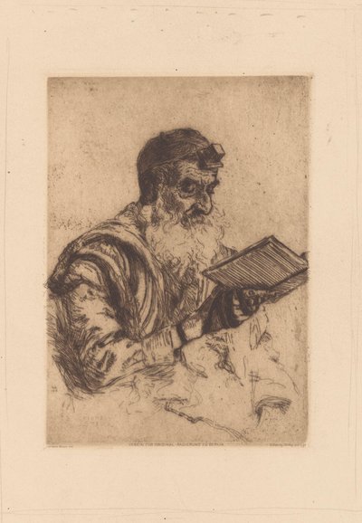 Biddende joodse man door Hermann Struck (signed by artist)