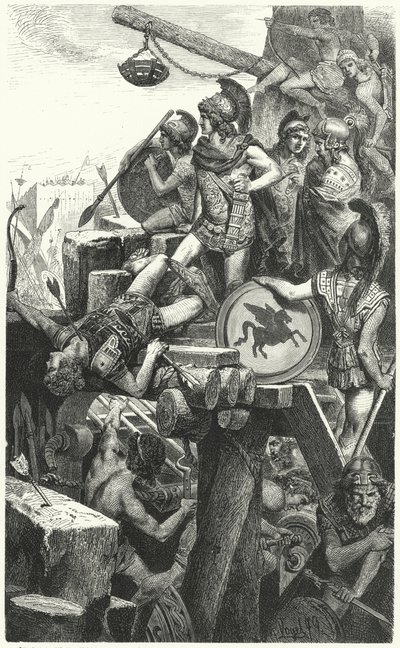 Alexander de Grote belegert Tyrus, 332 v.Chr. door Hermann Vogel