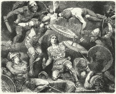 Het leven van Alexander de Grote in gevaar door Hermann Vogel