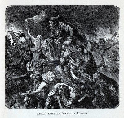 Attila na zijn nederlaag bij Soissons, 1882 door Hermann Vogel