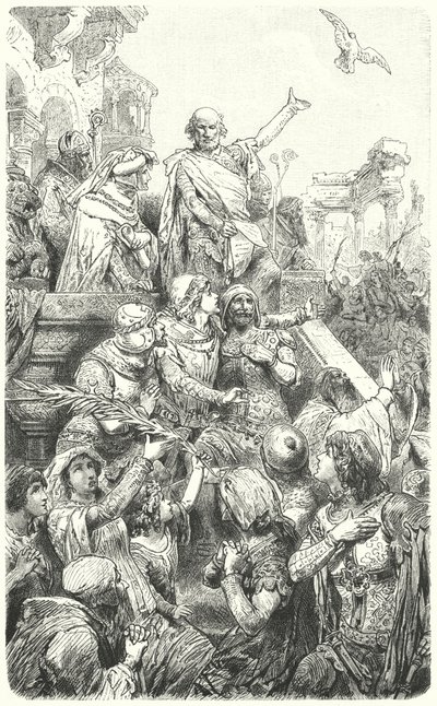 Cola di Rienzo geeft het volk van Rome een nieuwe grondwet, 1347 door Hermann Vogel