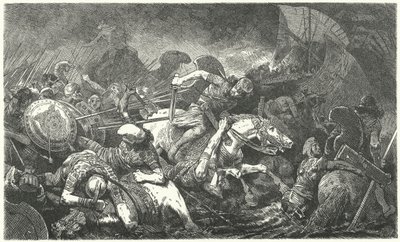 Vlucht van de Perzen na de Slag bij Marathon, 490 v.Chr. door Hermann Vogel