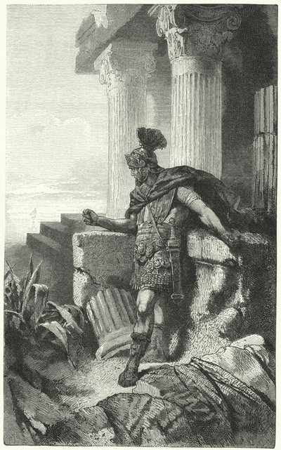 Gaius Marius in ballingschap tussen de ruïnes van Carthago door Hermann Vogel