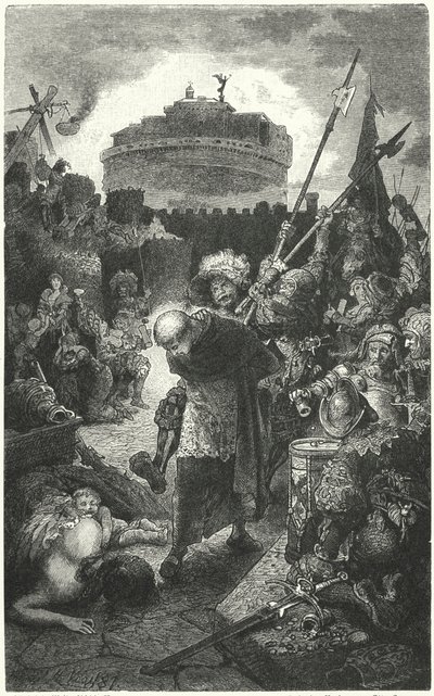 Duitse Landsknechten plunderen Rome, 1527 door Hermann Vogel