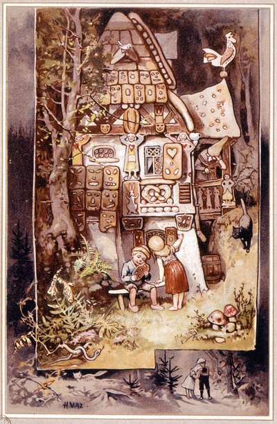 Hans en Grietje, sprookje van Grimm - illustratie door Hermann Vogel door Hermann Vogel
