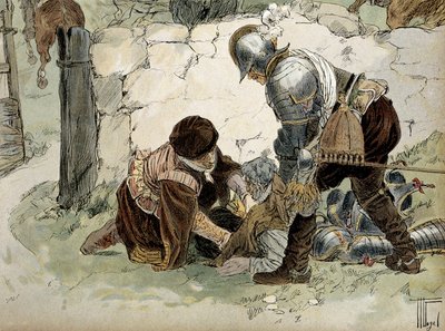 Henri IV (1553-1610) gewond tijdens een verkenning bij Aumale tegen het leger van Mayenne door Hermann Vogel