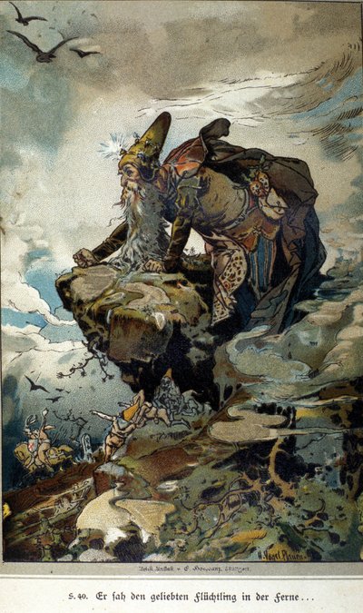 Illustratie van Vogel voor een verhaal van de gebroeders Jacob (1785-1863) en Wilhelm (1786-1859) Grimm door Hermann Vogel