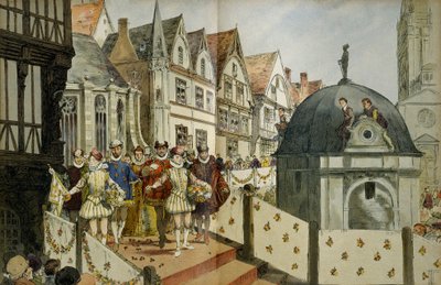 Koninklijke stoet in de straten van Parijs ter gelegenheid van het huwelijk op 18 augustus door Hermann Vogel