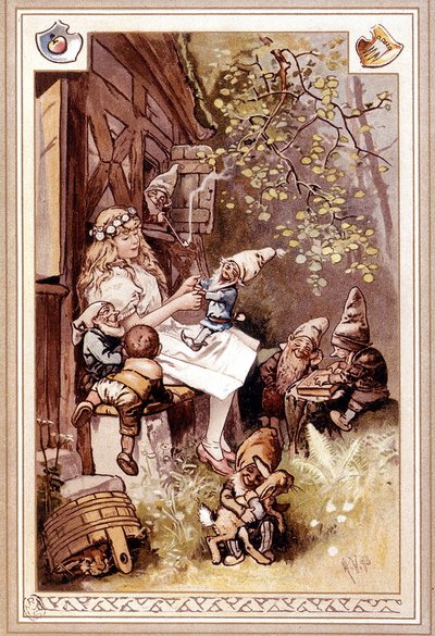 Sneeuwwitje en de zeven dwergen. Illustratie door Hermann Vogel door Hermann Vogel