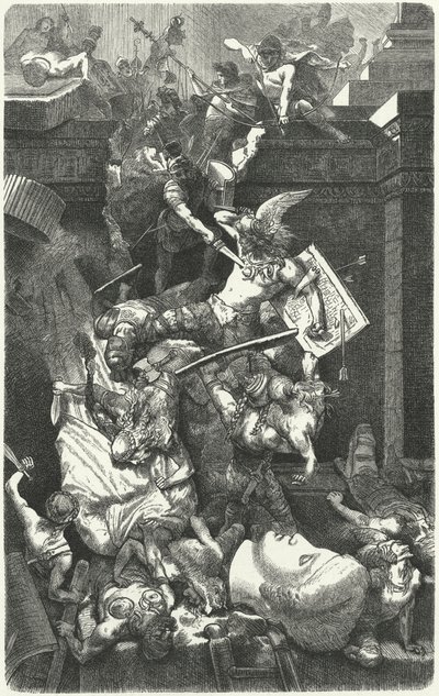 De Vandalen vallen Rome aan, 455 door Hermann Vogel