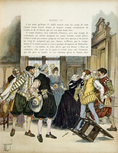 De aanval van Jean Chatel (1575-1594) op 27 december 1594, die het hotel van Gabrielle d