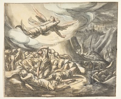 Engel met getrokken zwaard door Hermann Weyer