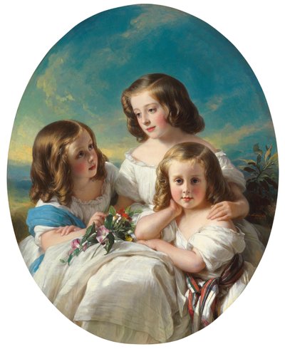Drie Jonge Meisjes van de Familie Chateaubourg door Hermann Winterhalter