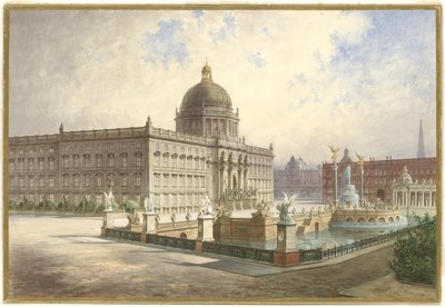 Het Berliner Stadtschloss. Uitzicht op de paleisgevel vanaf de paleisbrug, 1886 door Hermann Ziller