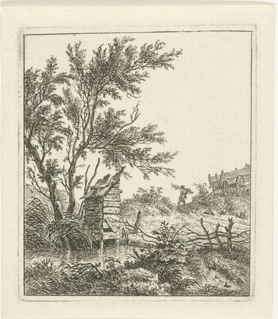 Landschap met houtsprokkelaar door Hermanus Fock