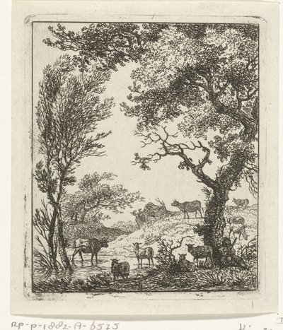 Landschap met kudde vee door Hermanus Fock