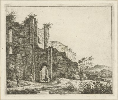 Landschap met ruïne door Hermanus Fock