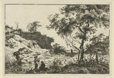 Landschap met vrouw met hoed door Hermanus Fock