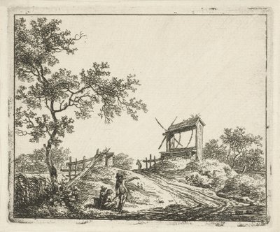 Landschap met waterput door Hermanus Fock