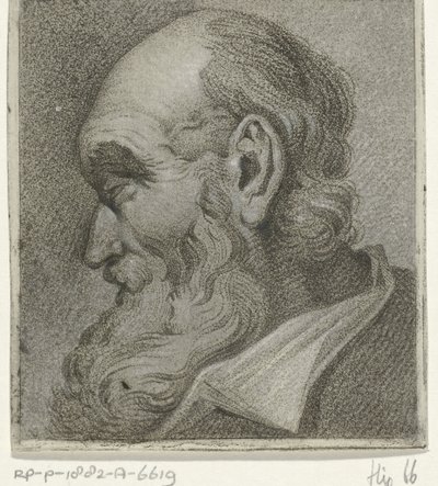 Portret van een grijsaard, en profil door Hermanus Fock