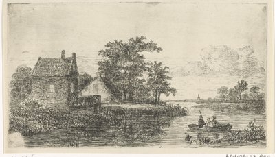 Drie mannen in een boot door Hermanus Jan Hendrik van Rijkelijkhuysen