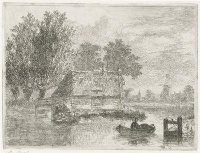 Man met een ton in een boot door Hermanus Jan Hendrik van Rijkelijkhuysen