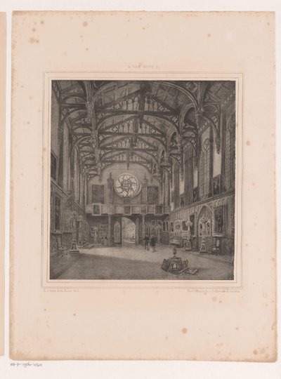 Interieur gotische zaal in Paleis Kneuterdijk door Hermanus Johannes van den Hout