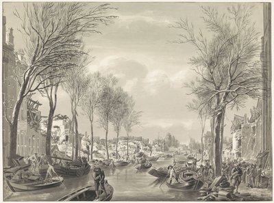 Herstelwerk op het Steenschuur na de ramp, 1807 door Hermanus Numan (possibly)
